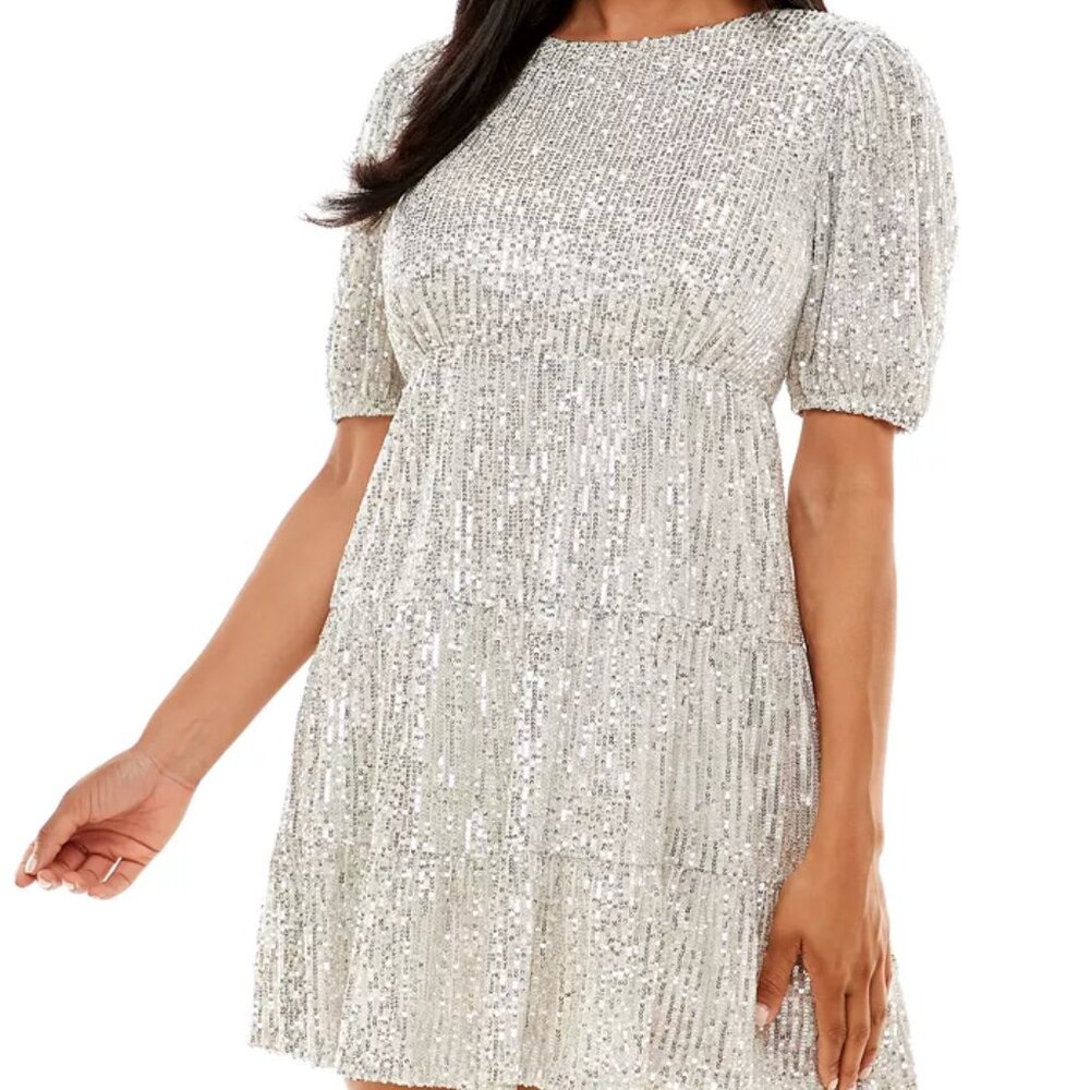 Speechless Junior Silver Sequin Dress